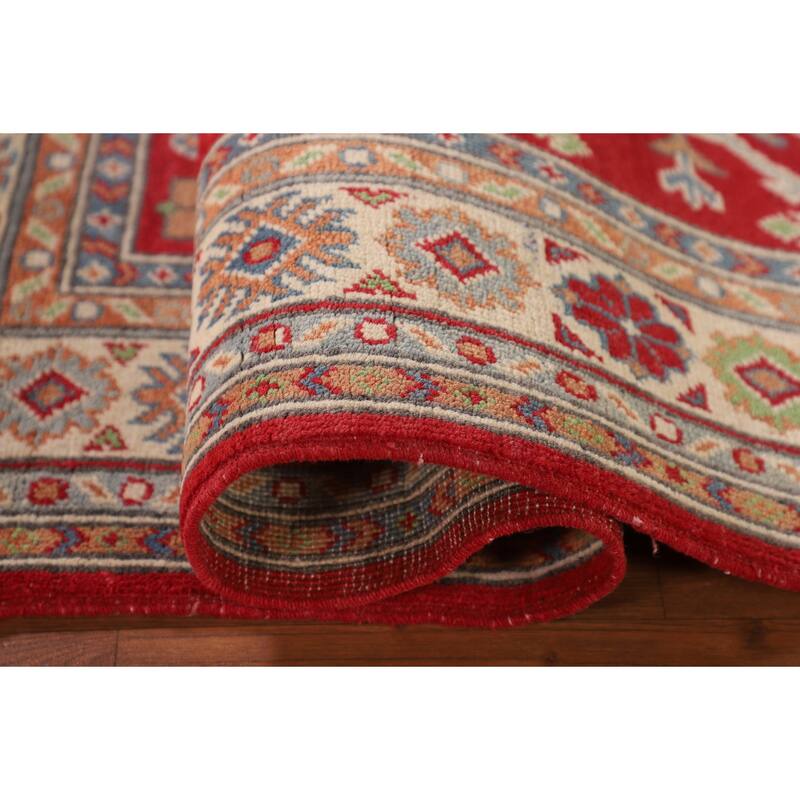 Red Kazak Oriental Accent Rug Handmade Geometric Wool Carpet - 3'3"x 5'0"