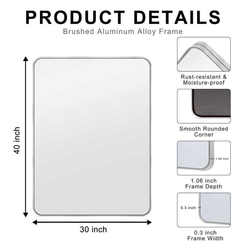 2 Pack Bathroom Rectangle Mirror Wall Mounted