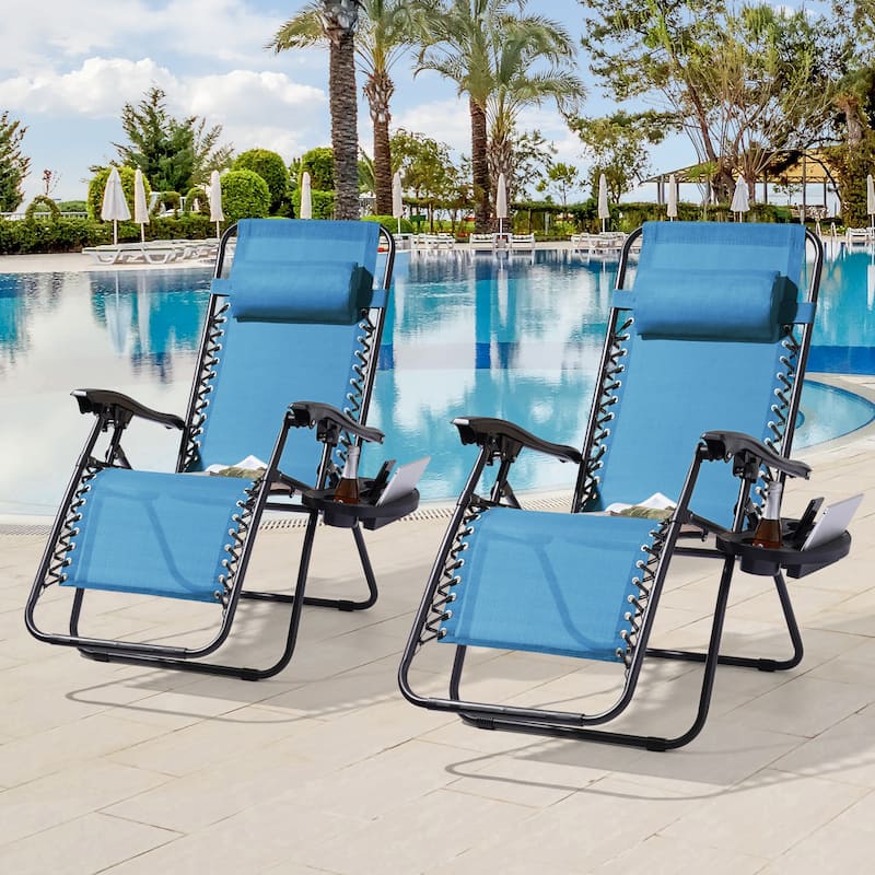 LIVOOSUN Zero Gravity Patio Chairs (Set of 2) - SkyBlue