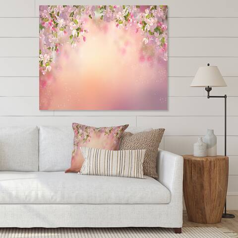 Designart 'Blossoming Spring Cherry Blossoms' Traditional Canvas Wall Art Print