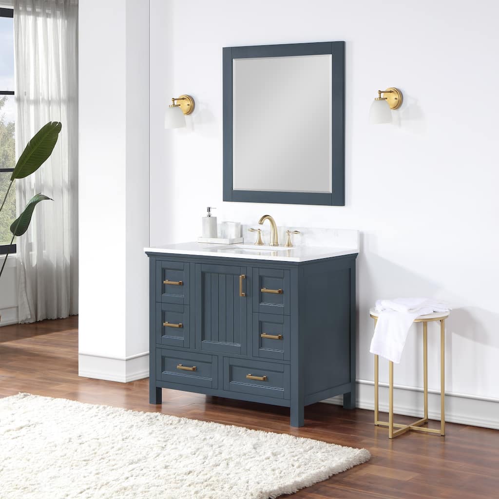 Altair Isla 42" Bathroom Vanity in Classic Blue with Countertop,with 34 "Mirror - 42 in.