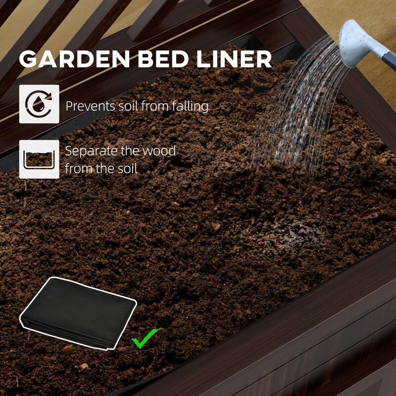 Raised Garden Bed Planter Box with Trellis, Carbonized Fir Wood