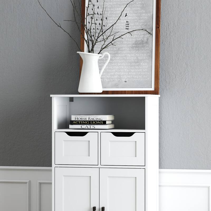 Farmhouse Double Door Storage Cabinet, Adjustable Shelves for Living