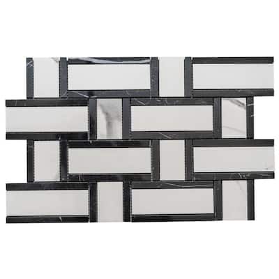 Stately Tre Basketweave 9.5x14 Porcelain Mosaic Tile - Floor, Wall, Backsplash