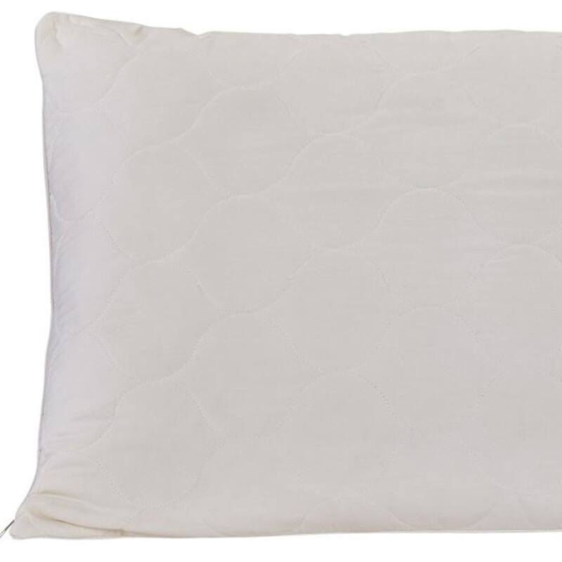 HomeRoots Cotton Latex Foam And Wool Hypoallergenic Queen Size Bed Pillow - Ivory