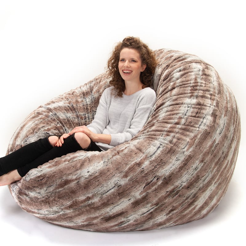 Jaxx Faux-Fur 6 Ft Giant Cocoon Bean Bag Sofa For Adults - Mountain-Fox