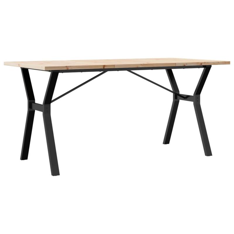 vidaXL Dining Table O-Frame Side Accent Coffee Table Solid Wood Pine and Steel