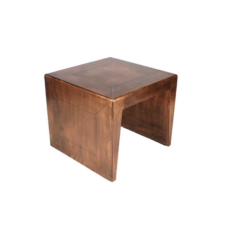 24-Inch Copper Clad Wood Square Side End Table with Metal Frame for Living Room or Bedroom - 24"L x 24"W x 24"H