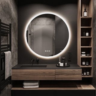 Round Frameless Wall Mount Anti Fog LED Light Bathroom Vanity Mirror