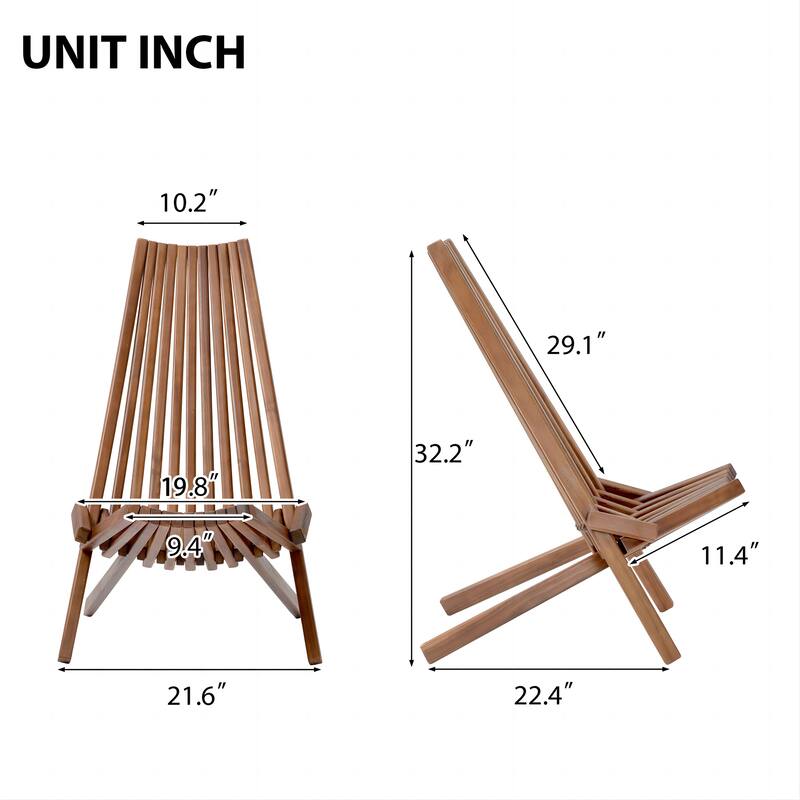 KISRAIS Outdoor Folding Wooden Tamarack Chair
