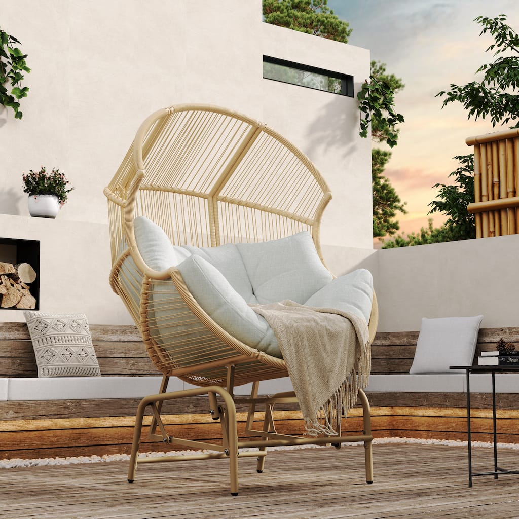 Palos Outdoor Wicker Glider Chair - Light Brown (Excluding the table)