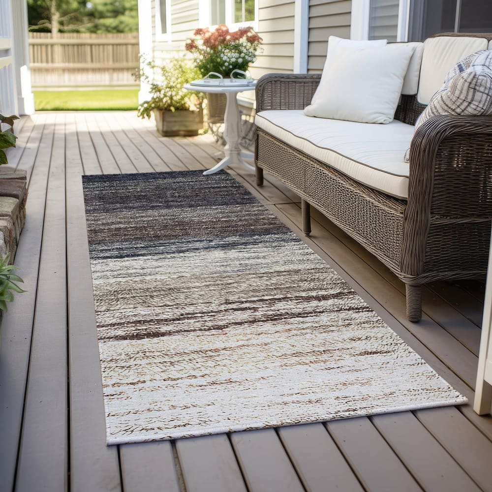 Machine Washable Indoor/ Outdoor Chantille Solid Ombre Rug