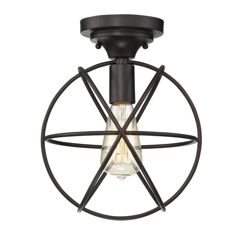 Meridian M60029 Single Light 10" Wide Semi-Flush Globe Ceiling Fixture - Oil Rubbed Bronze