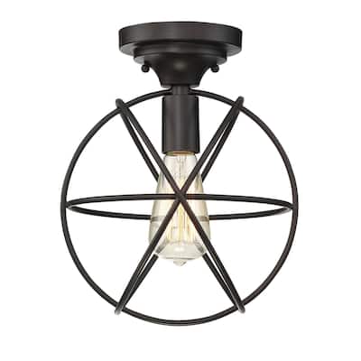 Meridian M60029 Single Light 10" Wide Semi-Flush Globe Ceiling Fixture