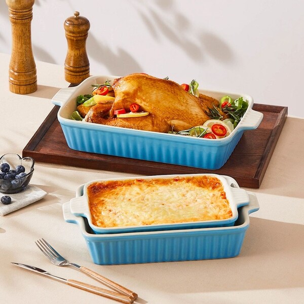 FLA$HBACKS 3点セット MALACASA BAKE 3-Piece Porcelain Baking Tray Set with Handles - Bed
