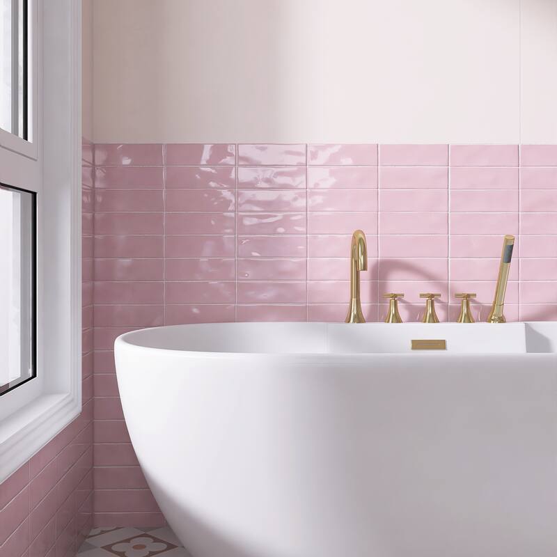 TileGen. Borgo 2.6" x 7.9" Porcelain in Pink Wall & Floor Tile (56 tiles/7.76 sqft.)