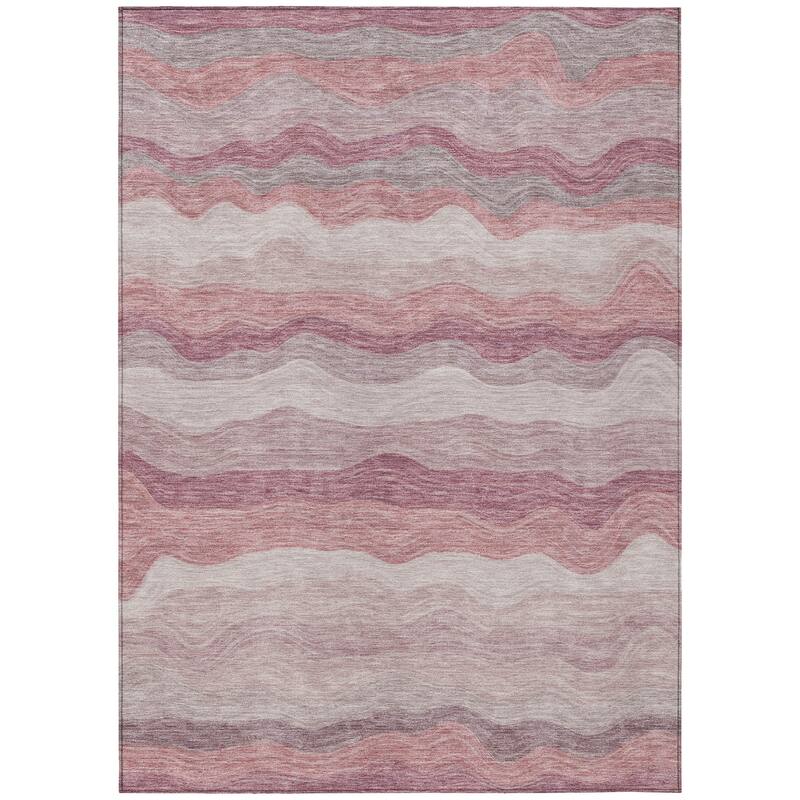 Machine Washable Indoor/ Outdoor Ombre Stripes Chantille Rug