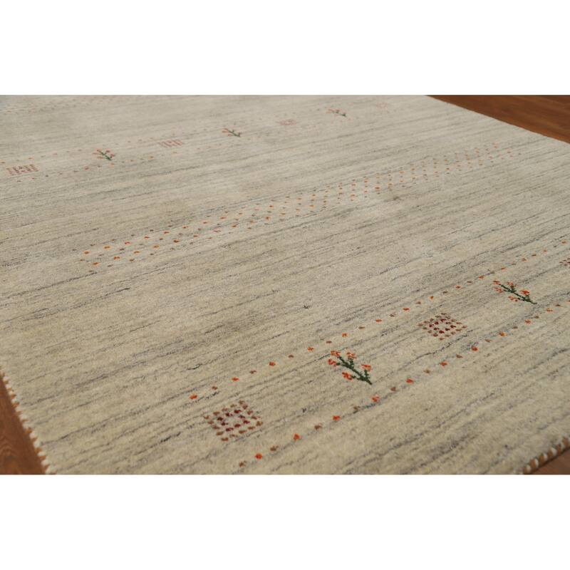 Hand Knotted Oriental 100% Wool Carpet Tribal Tribal Beige & Ivories Gabbeh Area Rug - 7' 10'' X 5' 1''