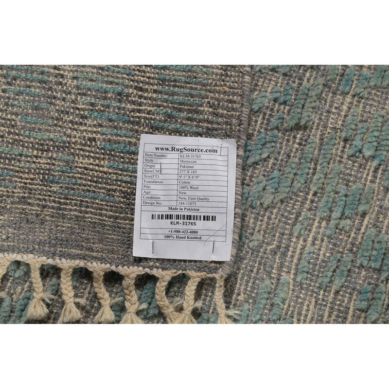 Moroccan Abstract Area Rug Handmade Wool Carpet - 6'0"x 9'1"