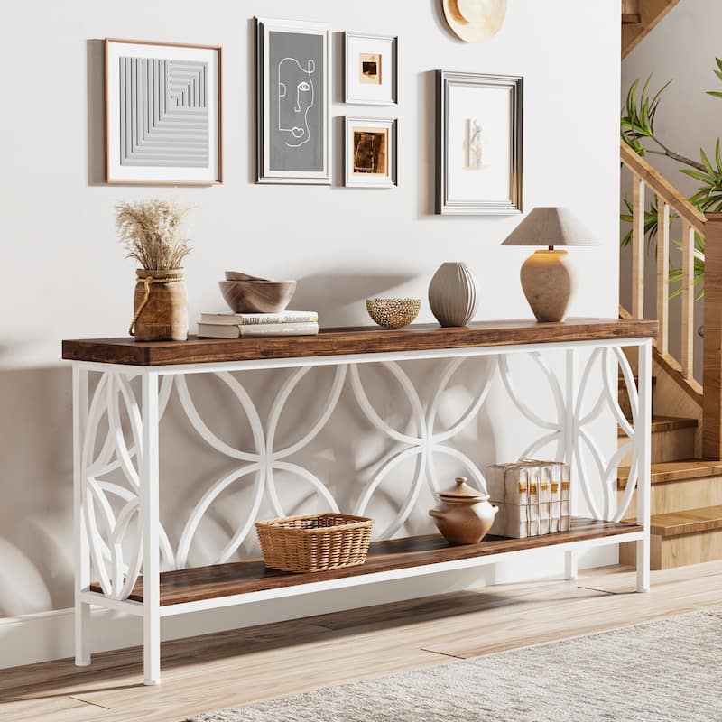 70.9 Inch Long Sofa Table, Industrial Console Table - 70.9" L × 11.8" W × 31.9" H