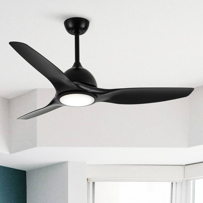 52-inch Modern Matte Black DC LED Ceiling Fan with Remote