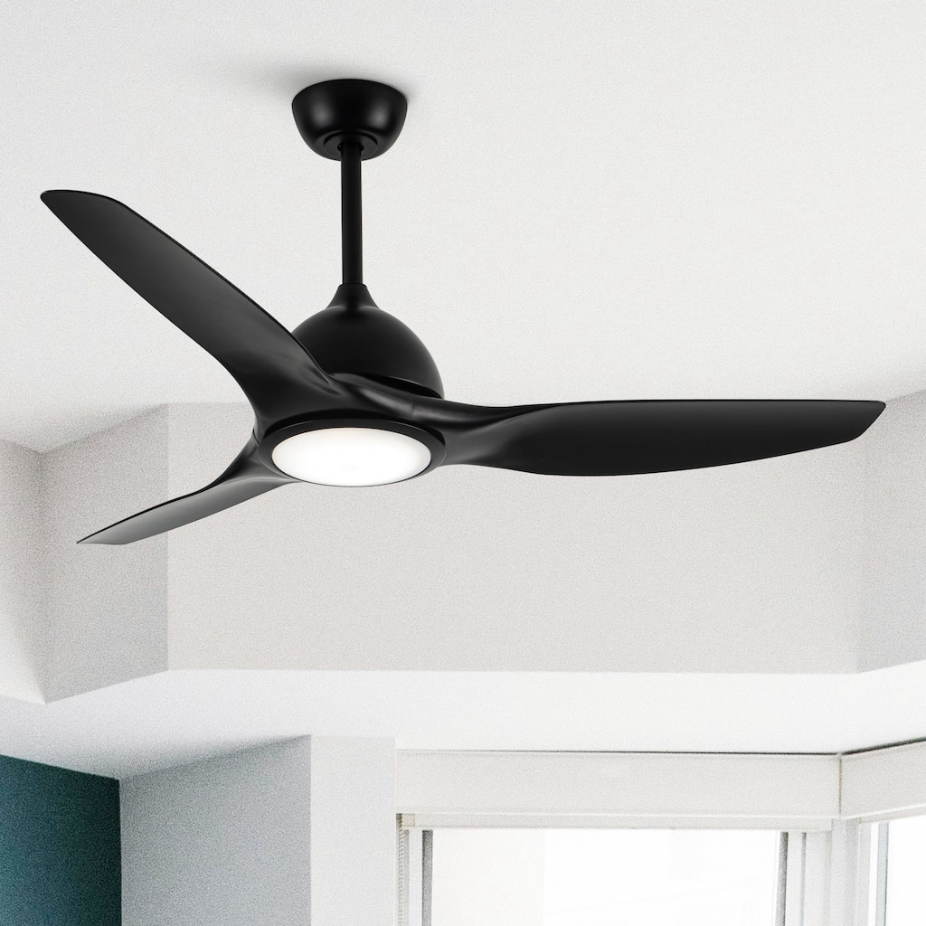 52-inch Modern Matte Black DC LED Ceiling Fan with Remote