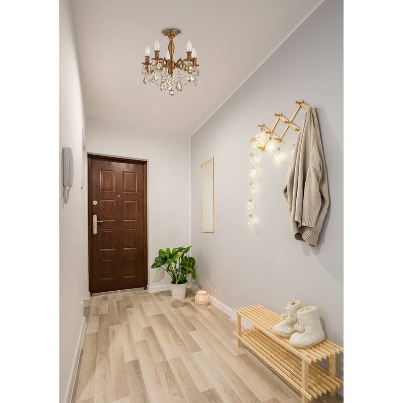 Somette Meilen 5-light Royal Cut Gold Crystal and French Gold Flush Mount