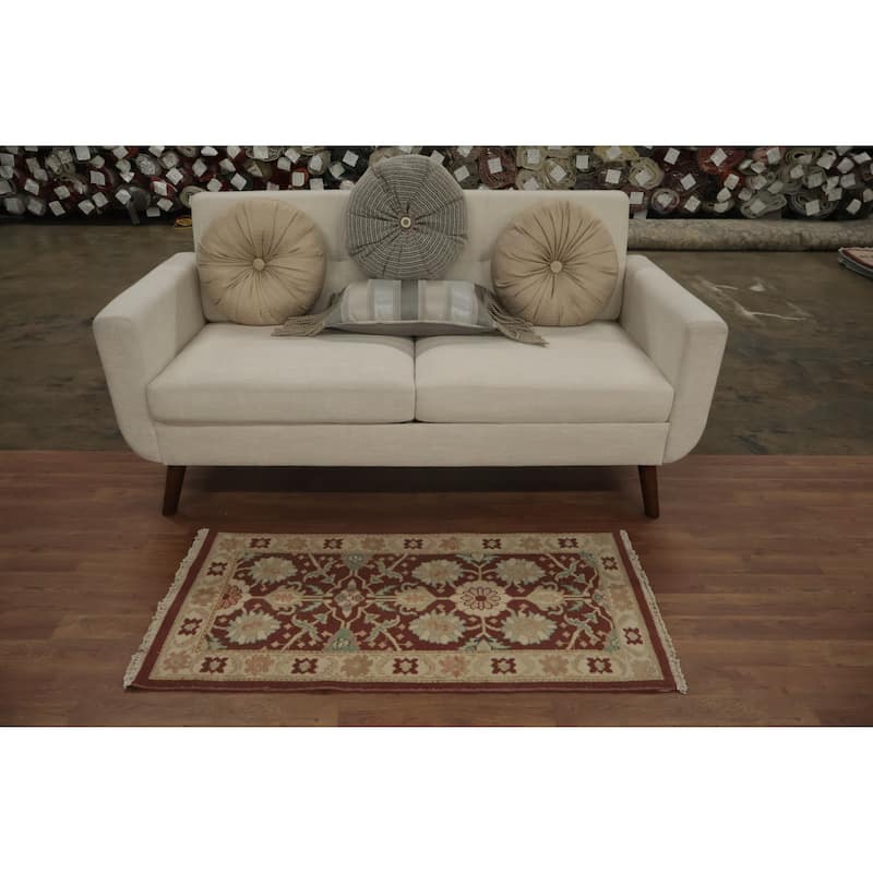 Hand Knotted Oriental 100% Wool Carpet Traditional All-Over Brown Ziegler Area Rug - 3' 10'' X 2' 0''