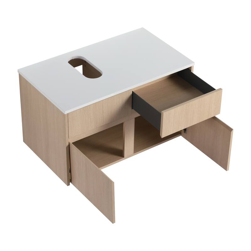 Bathroom Vanity With Sink In 32 Inch, Floating Bathroom Vanity With 2 Soft Close Doors And Drawer