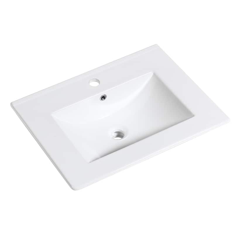 Saint Birch White Ceramic 1 Hole Single Bathroom Vanity Top With Sink