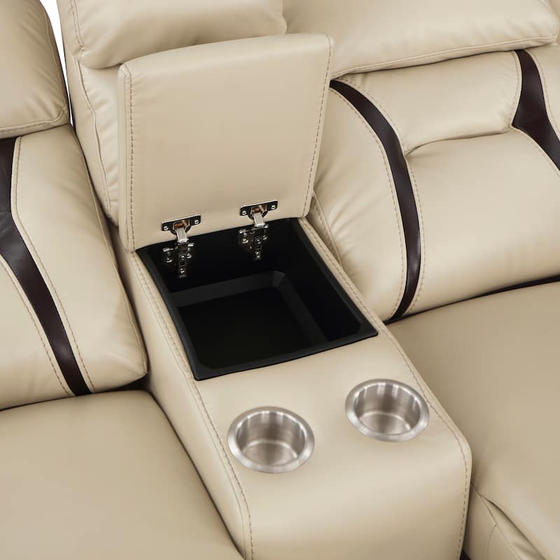 Matteo Breathable Faux Leather Manual Double Reclining Loveseat