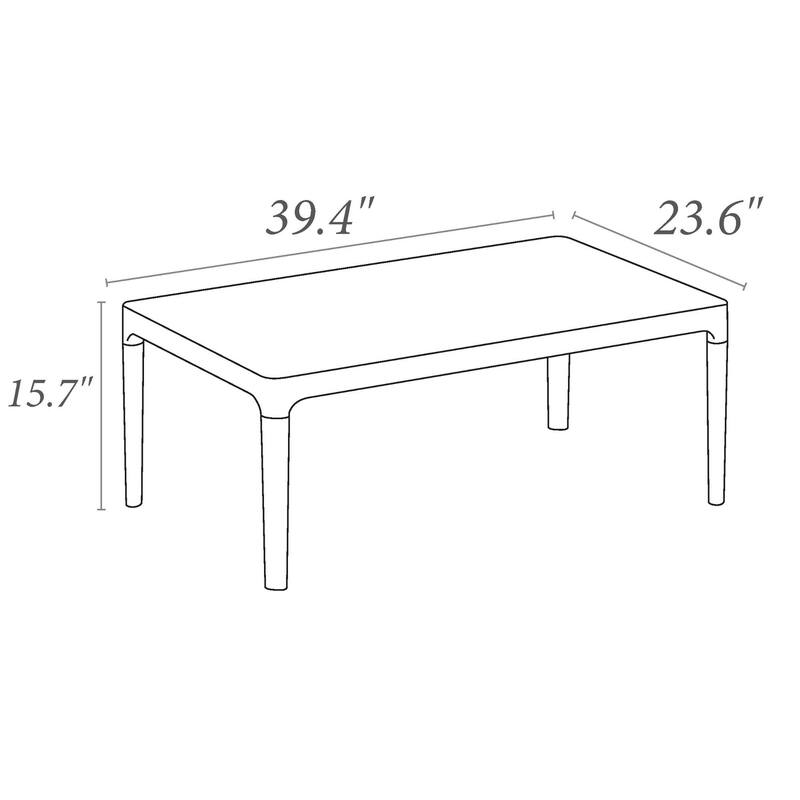 39.5" Dark Gray Patio Solid Rectangular Lounge Coffee Table