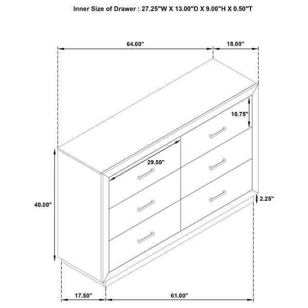 dimension image slide 1 of 2, Kenora 6-drawer Dresser and Mirror Barley Brown