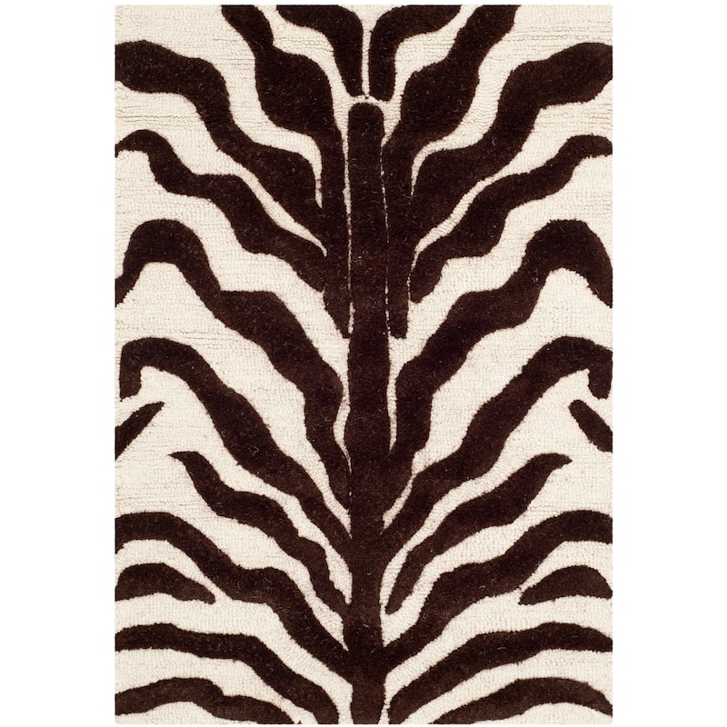 SAFAVIEH Handmade Cambridge Salina Animal Print Wool Rug - 2' x 3' - Ivory/Brown