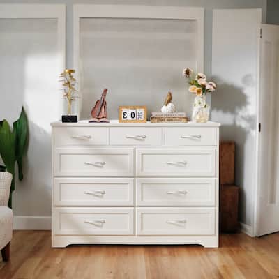 9-Drawer White Dresser