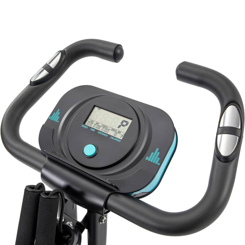 Upright Folding Exercise X-Bike with 16-Level Adjustable Resistance