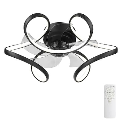 20-Inch Indoor Black Low Profile Ceiling Fan with LED Light - 20 Inches