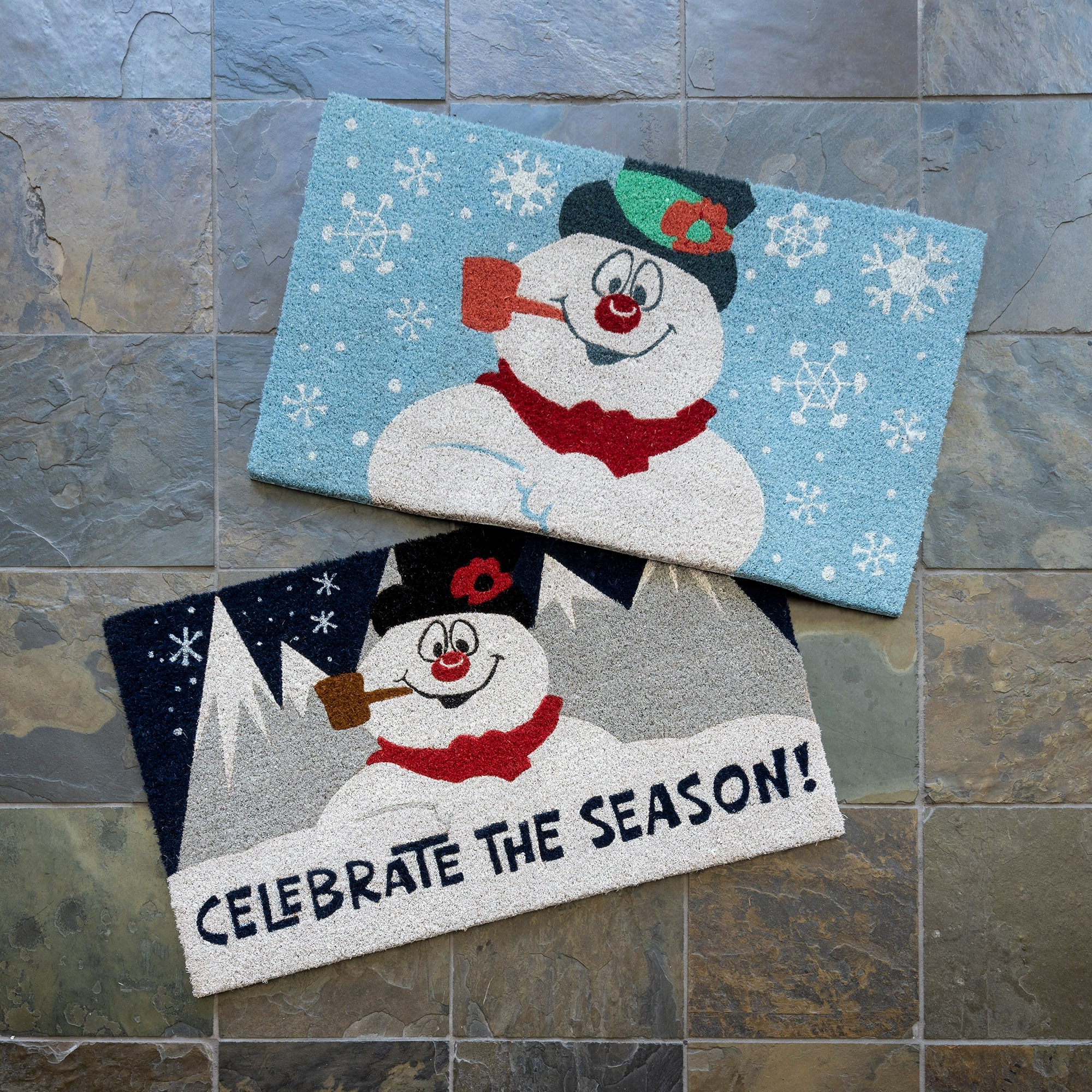 Licensed Paramount Frosty the Snowman Welcome Holiday Indoor/ Outdoor Coir Door Mat, 2 Pack