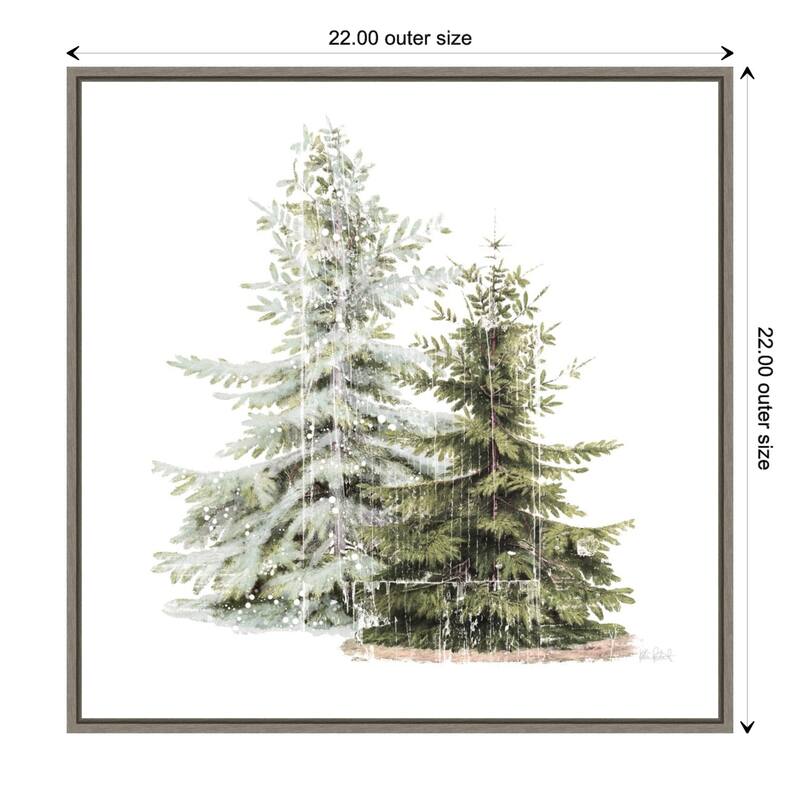 Vintage Wooded Holiday Trees in Snow by Katie Pertiet Framed Canvas Wall Art