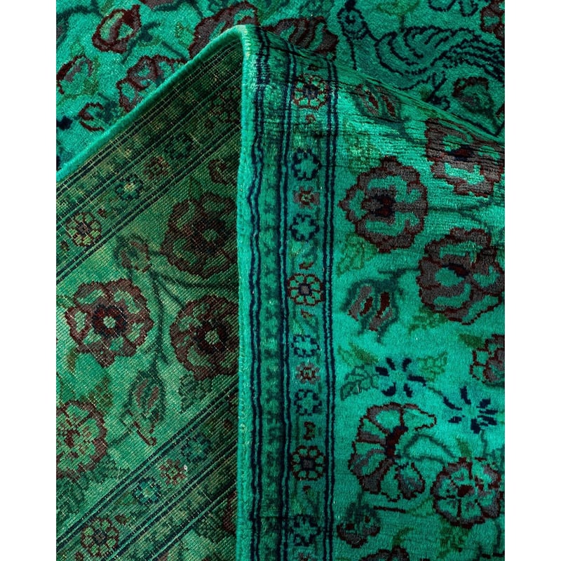 Overton Hand Knotted Wool Vintage Inspired Modern Contemporary Overdyed Blue Area Rug - 4' 8" x 7' 4"