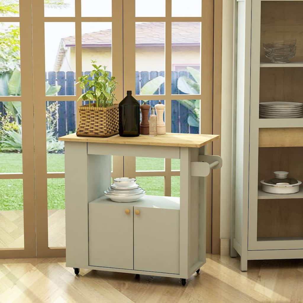 Kitchen Cart with Wheels & Storage - Portable Rolling Utility Cart for Kitchen, Pantry, Dining Room