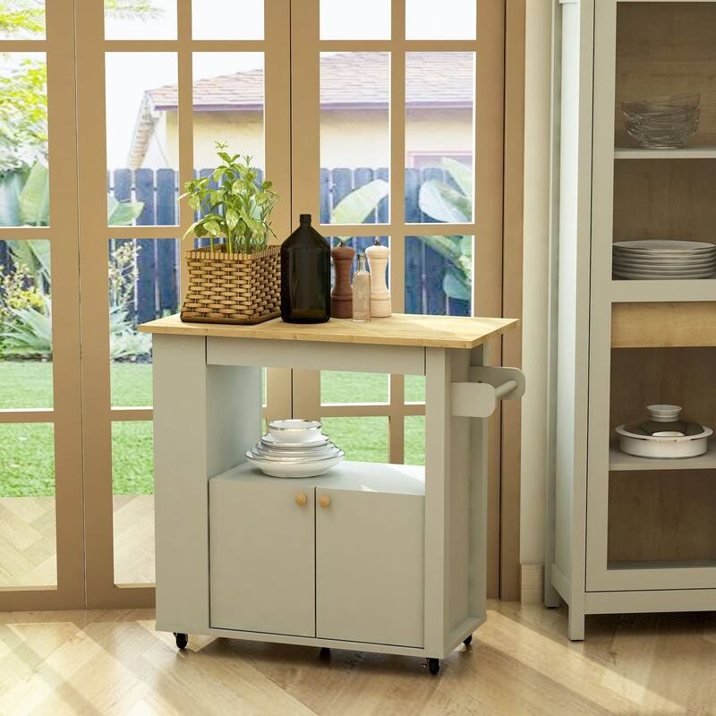 Kitchen Cart with Wheels & Storage - Portable Rolling Utility Cart for Kitchen, Pantry, Dining Room