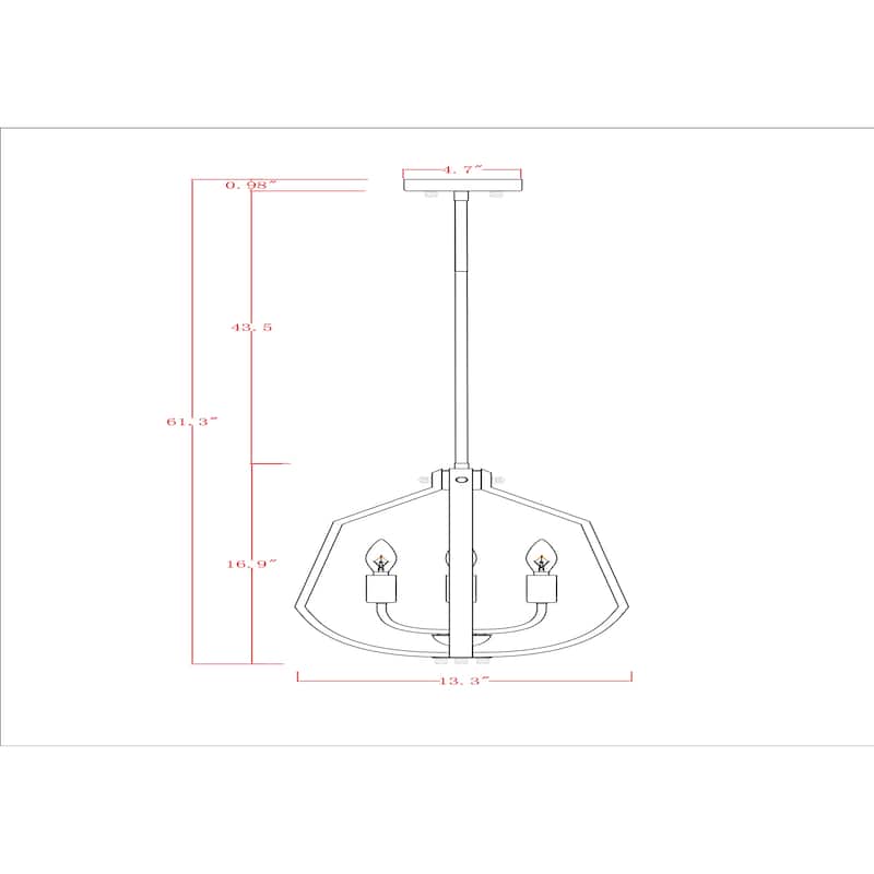 Netu 14 Inch Imitation Wood Grain Finish Pendant with 4 Light
