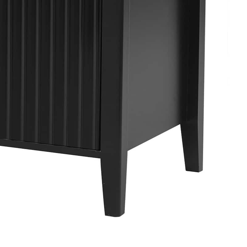 Modern Stylish Wooden Storage Cabinet with Wave-Patterned Design Cabinet Doors