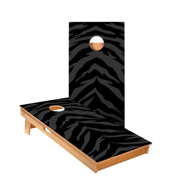 slide 2 of 5, Black Tiger Stripes Cornhole Boards NO Bags - Add Board Lights
