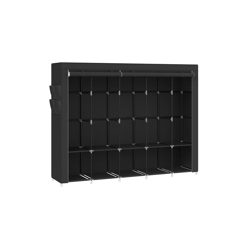Multi-Section Fabric Closet Organizer with Sturdy Steel Tubes and 4 Convenient Storage Pockets - 5-Tier - Ink-Black