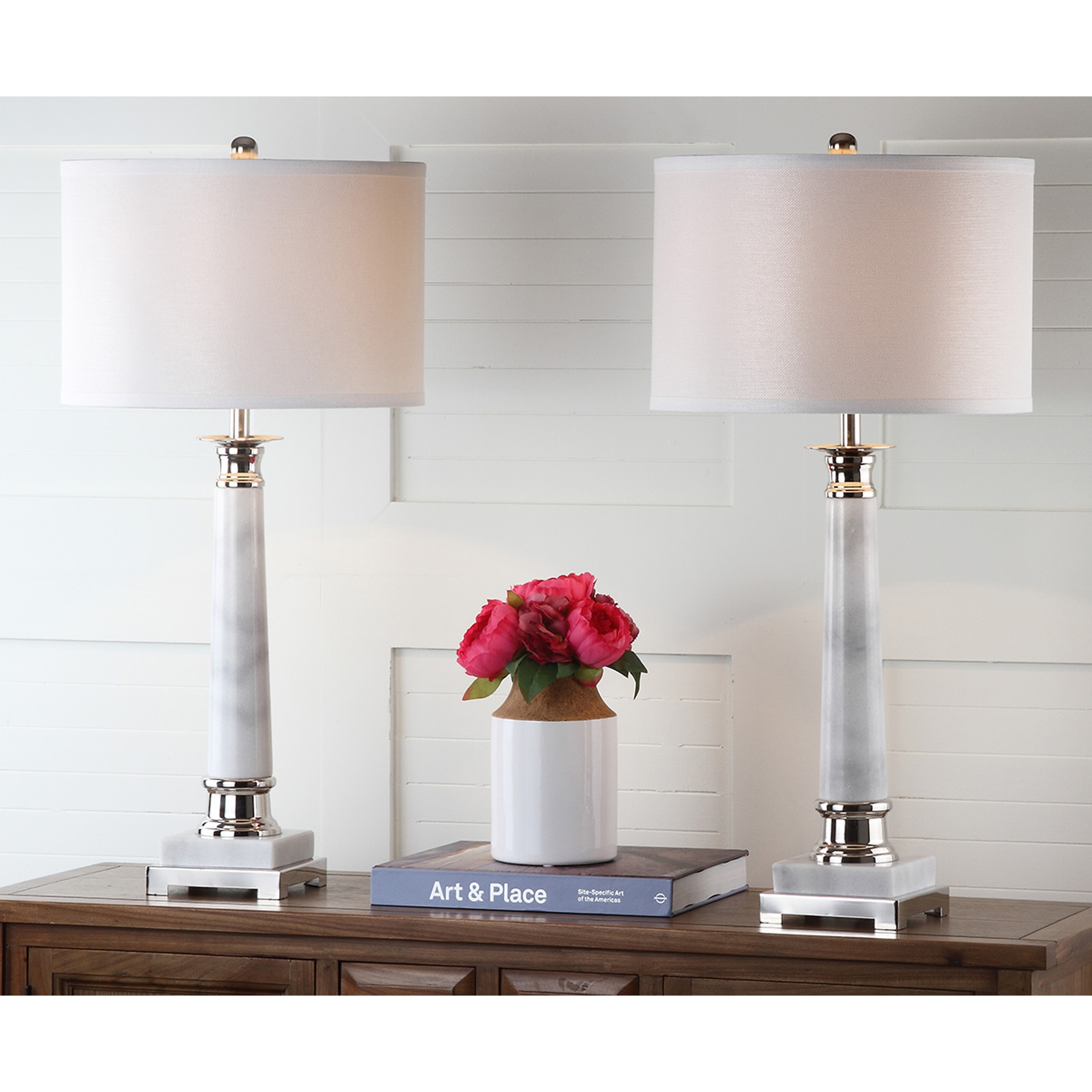 SAFAVIEH Lighting Llinos Stone Table Lamp Set of 2, 31-Inch - 15Wx15Dx31H