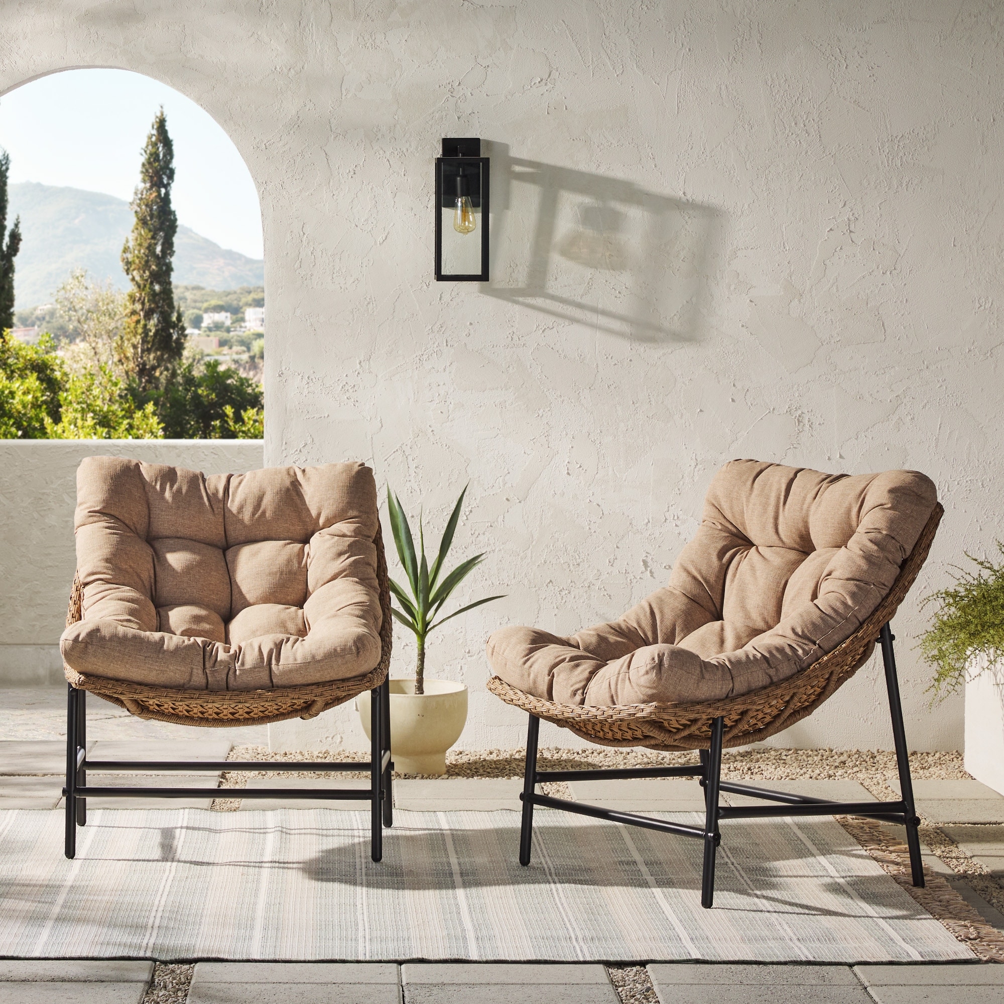 Belham living kambree all weather wicker outdoor papasan deals chair with cushion