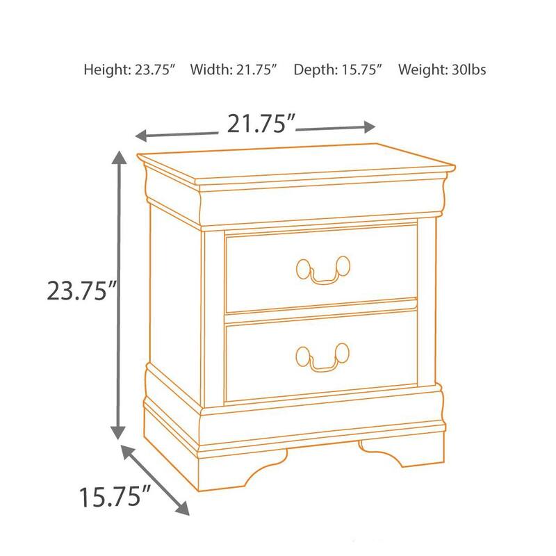 Alisdair Two Drawer Dark Brown Nightstand