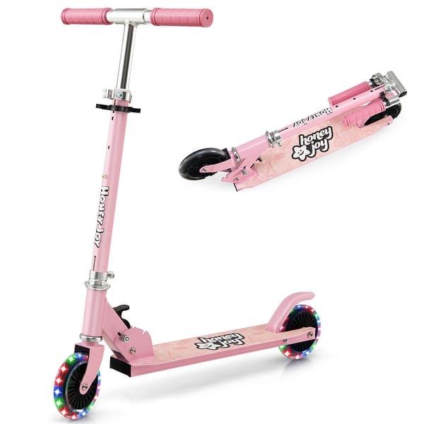 Height Adjustable Pink Kick Scooter with 12-Inch Wheels main image 1